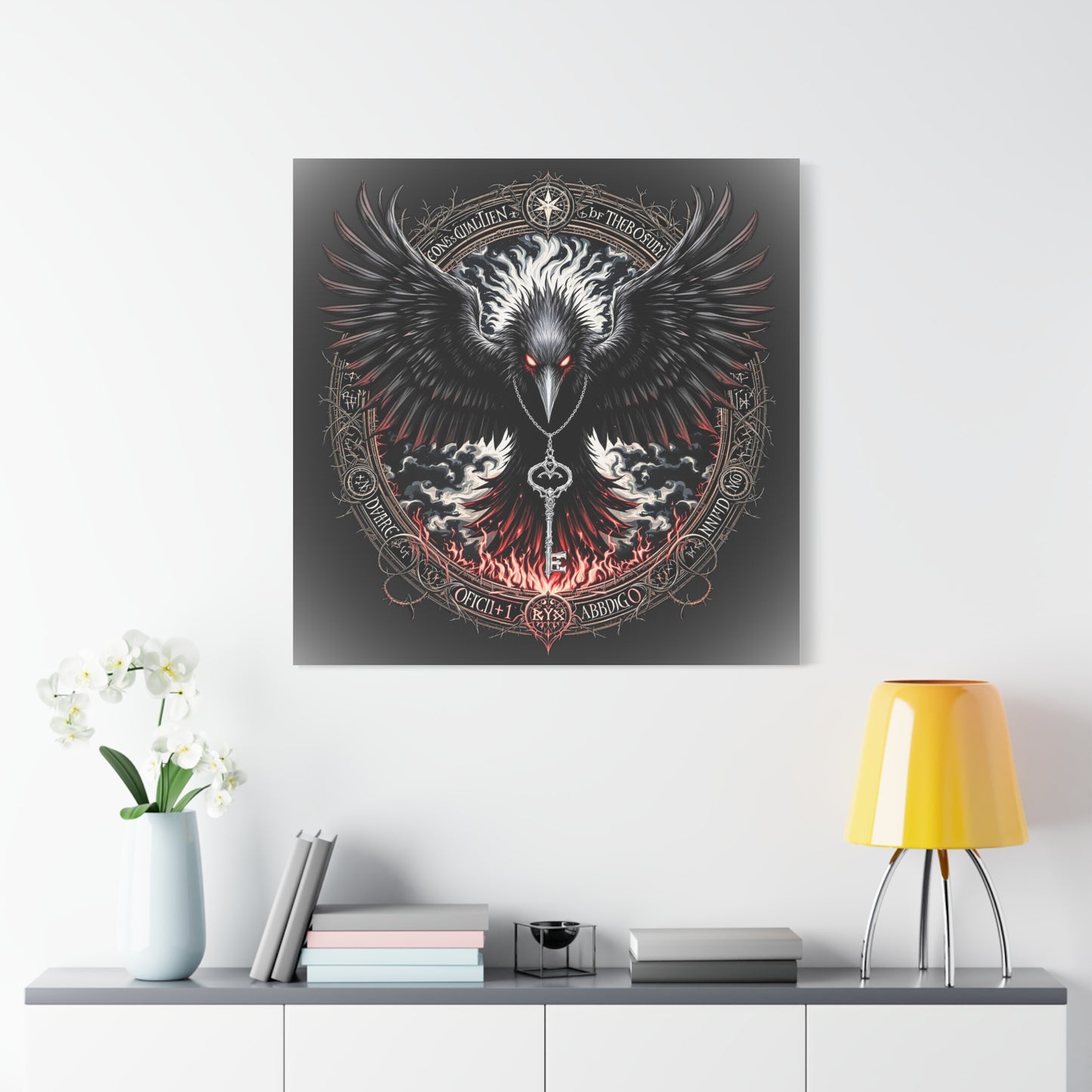 Raven Key Canvas Art - Dark Fantasy Wall Decor