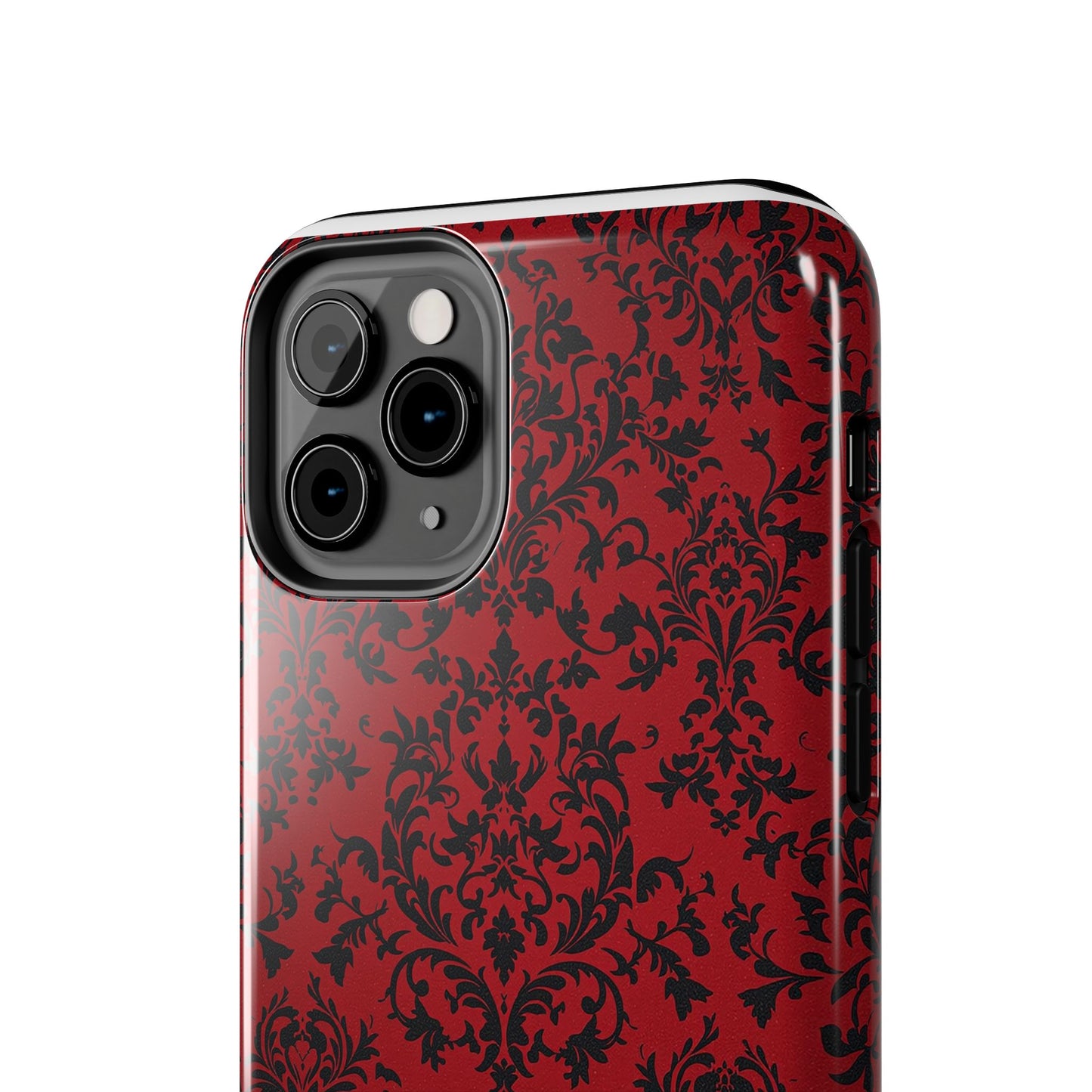 Elegant Red Floral Tough Phone Case - Durable, Stylish Protection for Your Device