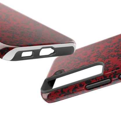 Elegant Red Floral Tough Phone Case - Durable, Stylish Protection for Your Device