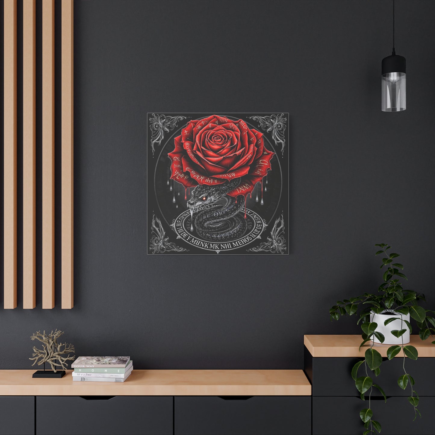 Gothic Rose Snake Canvas Art – Dark Fantasy Wall Decor