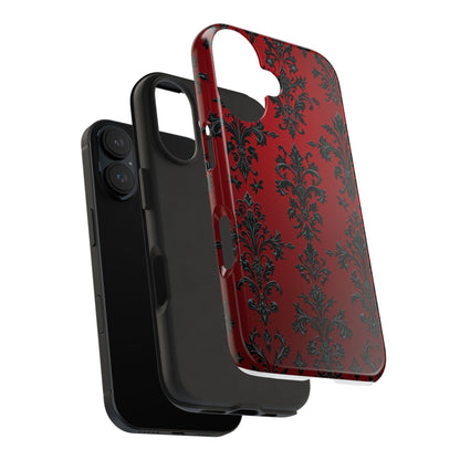 Elegant Red Floral Tough Phone Case - Stylish Protection for Your Device