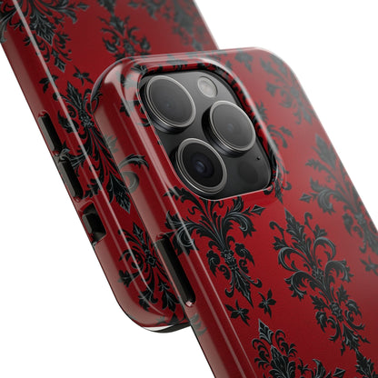 Elegant Red Floral Tough Phone Case - Stylish Protection for Your Device