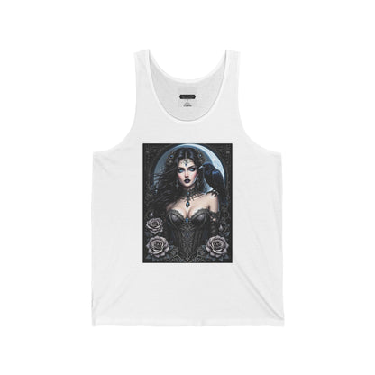 Gothic Fairy Unisex Jersey Tank – Stylish Black Rose Design