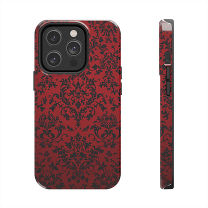 Elegant Red Floral Tough Phone Case - Durable, Stylish Protection for Your Device