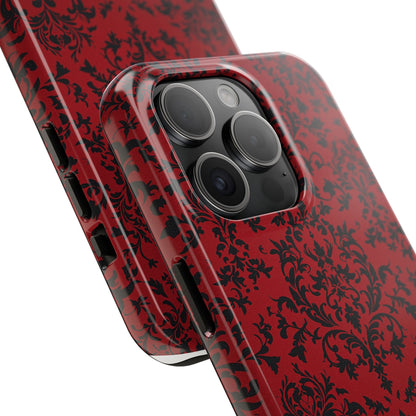 Elegant Red Floral Tough Phone Case - Durable, Stylish Protection for Your Device