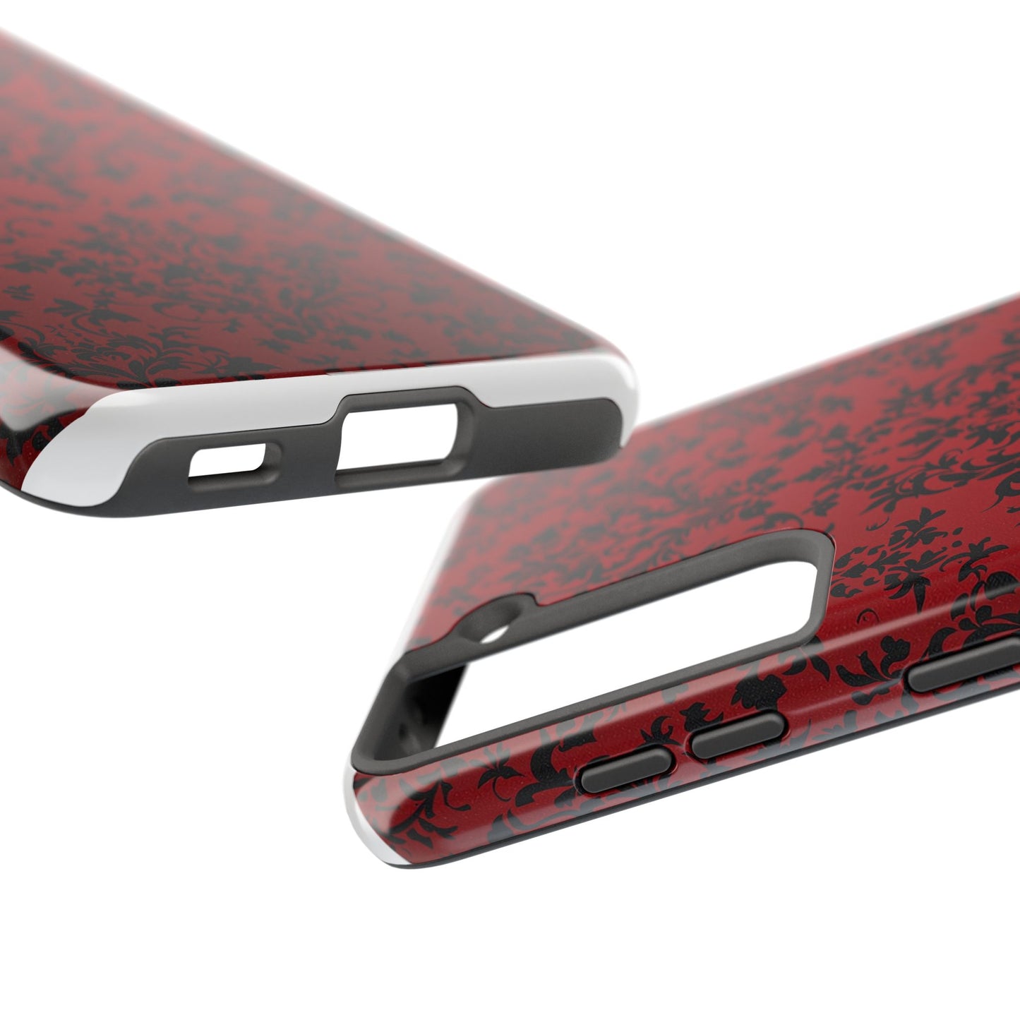 Elegant Red Floral Tough Phone Case - Durable, Stylish Protection for Your Device