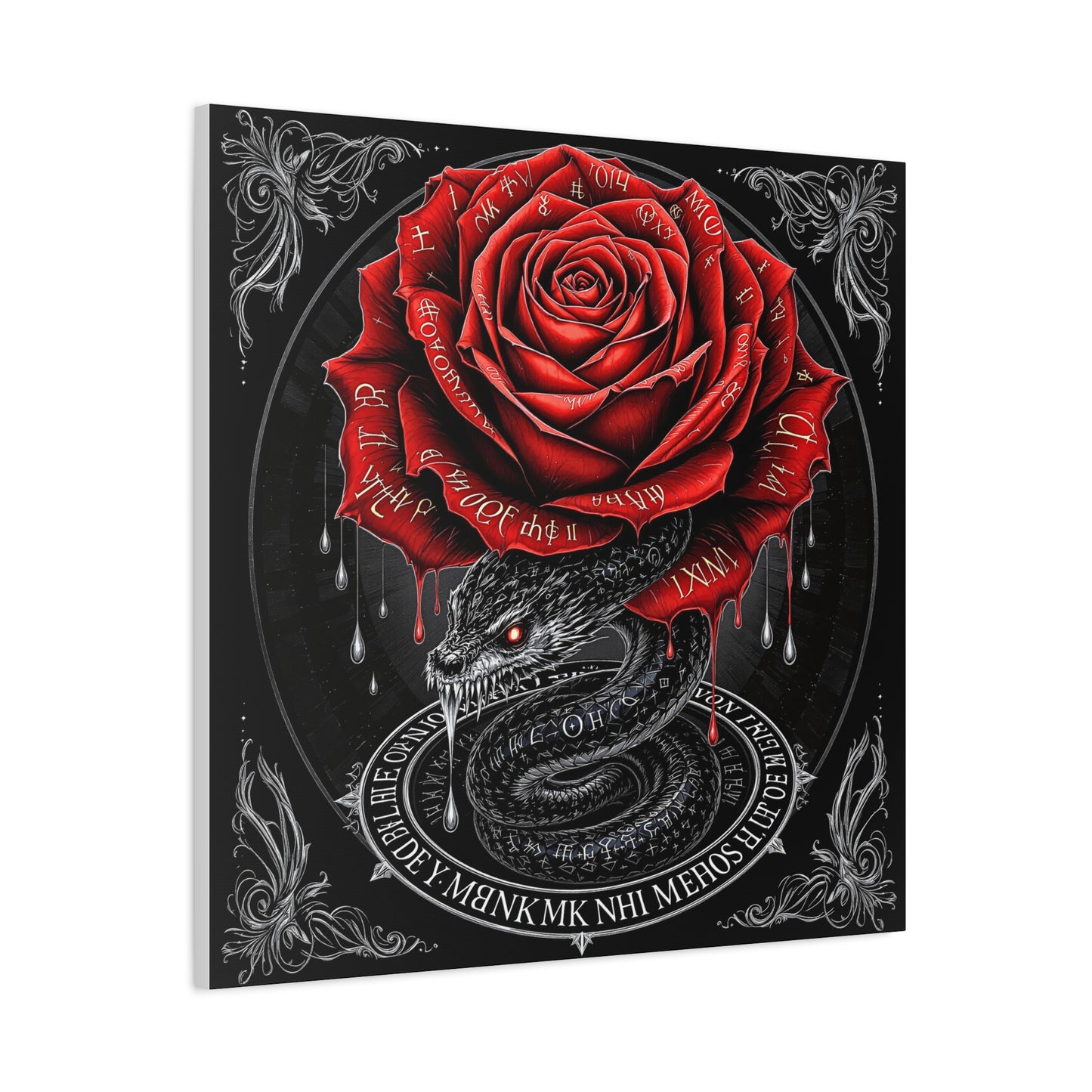 Gothic Rose Snake Canvas Art – Dark Fantasy Wall Decor