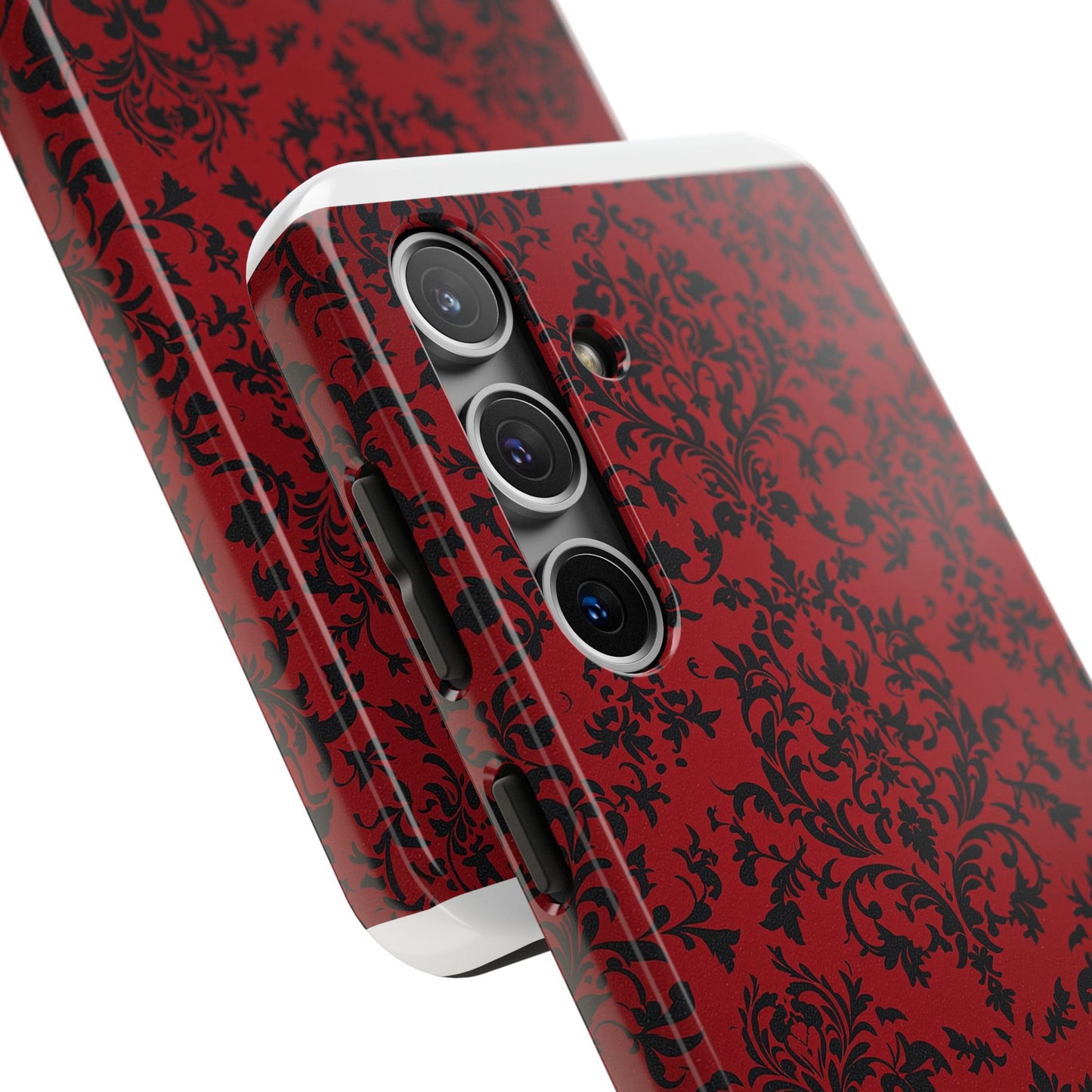 Elegant Red Floral Tough Phone Case - Durable, Stylish Protection for Your Device