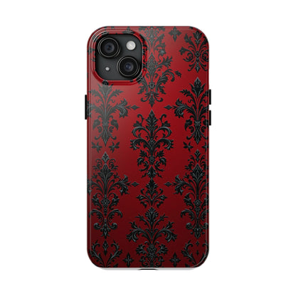 Elegant Red Floral Tough Phone Case - Stylish Protection for Your Device