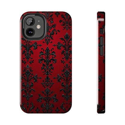 Elegant Red Floral Tough Phone Case - Stylish Protection for Your Device