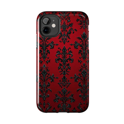 Elegant Red Floral Tough Phone Case - Stylish Protection for Your Device