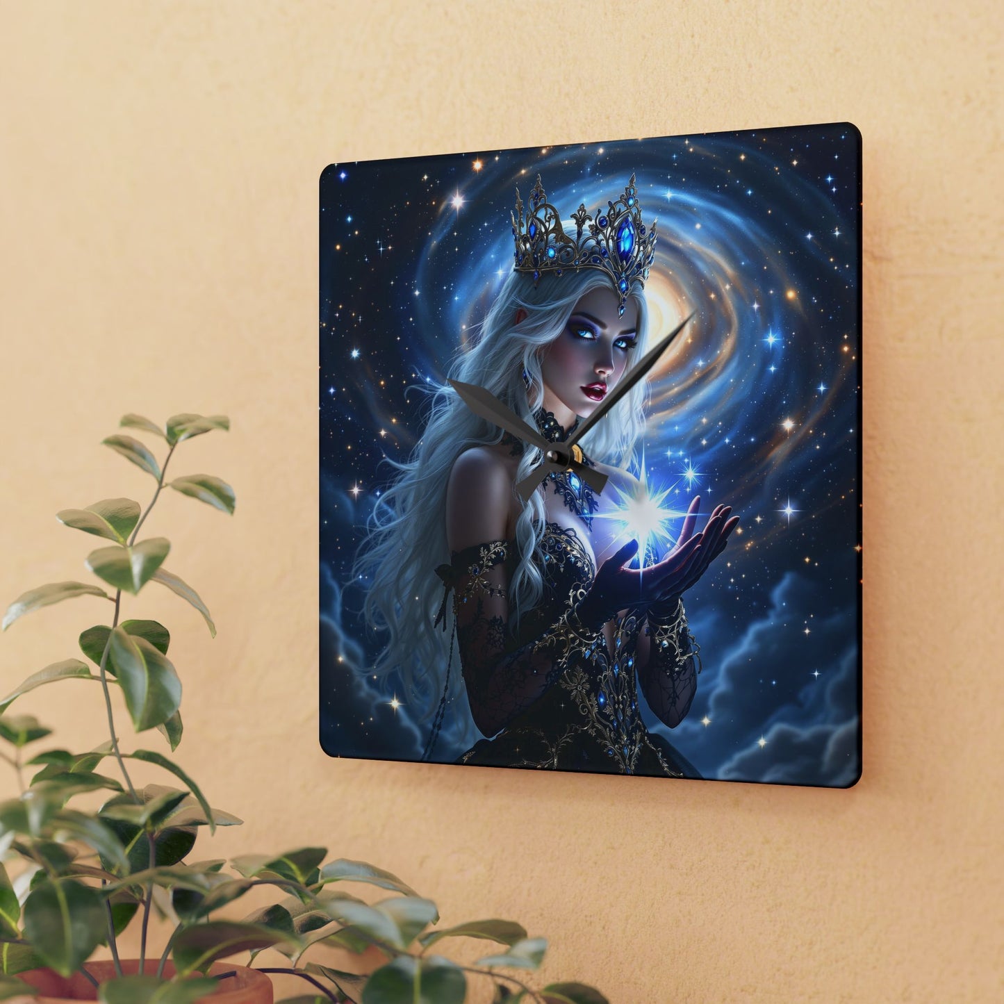 Mystical Goddess Acrylic Wall Clock - Celestial Decor for Home and Office