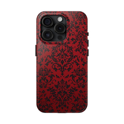 Elegant Red Floral Tough Phone Case - Durable, Stylish Protection for Your Device