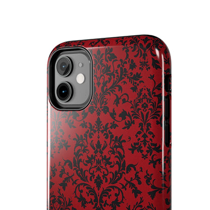 Elegant Red Floral Tough Phone Case - Durable, Stylish Protection for Your Device