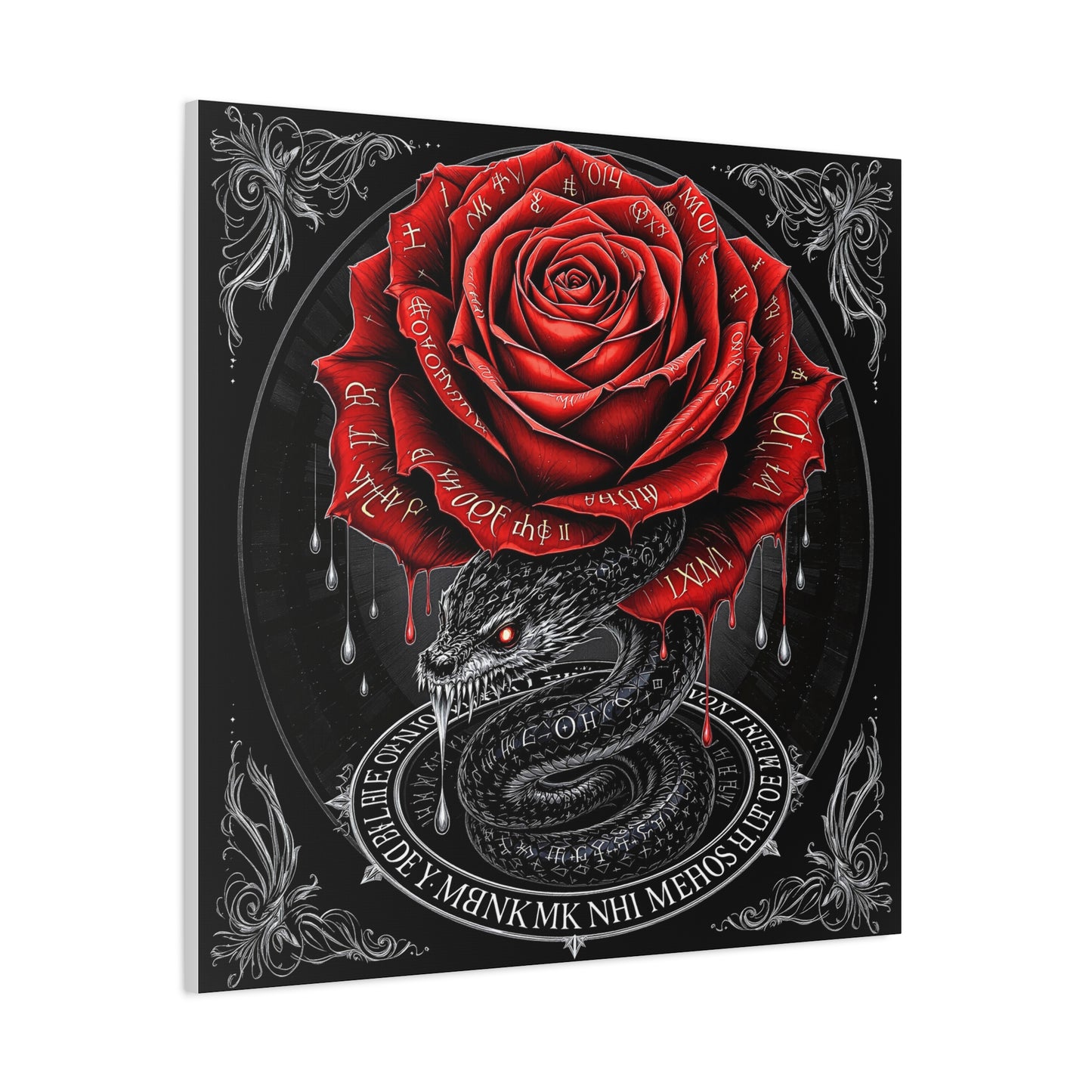 Gothic Rose Snake Canvas Art – Dark Fantasy Wall Decor