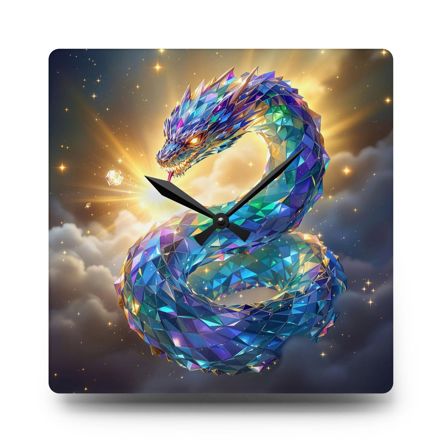 Fantasy Dragon Acrylic Wall Clock - Colorful Modern Decor