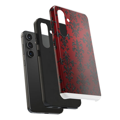 Elegant Red Floral Tough Phone Case - Stylish Protection for Your Device