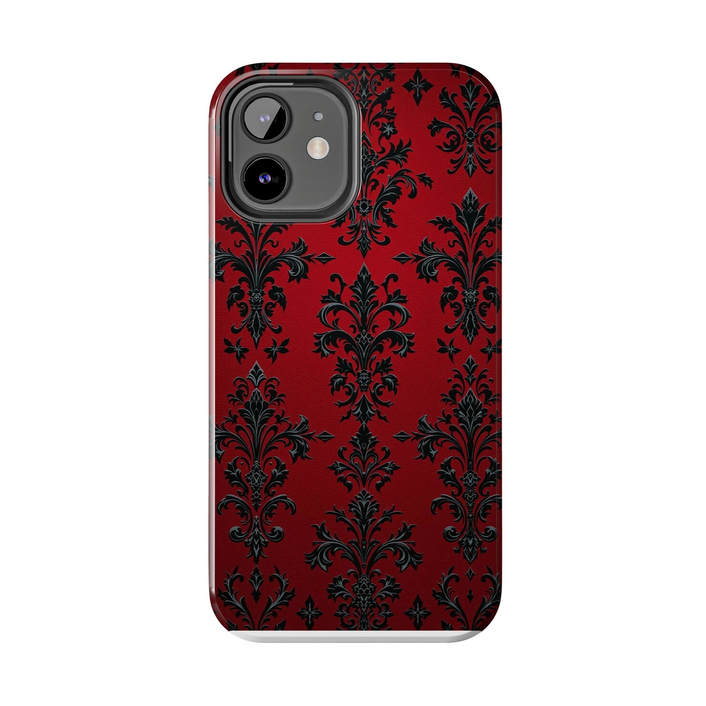 Elegant Red Floral Tough Phone Case - Stylish Protection for Your Device