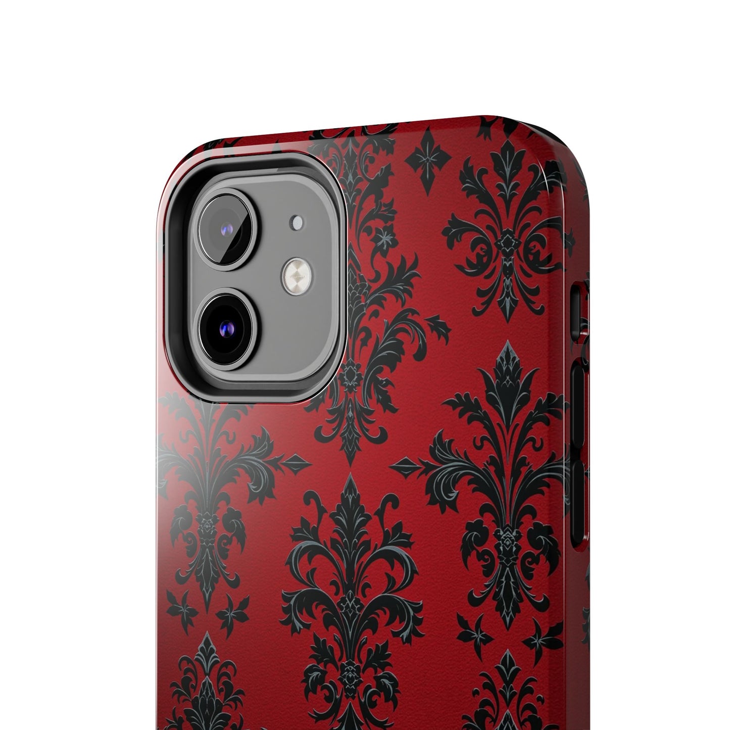 Elegant Red Floral Tough Phone Case - Stylish Protection for Your Device