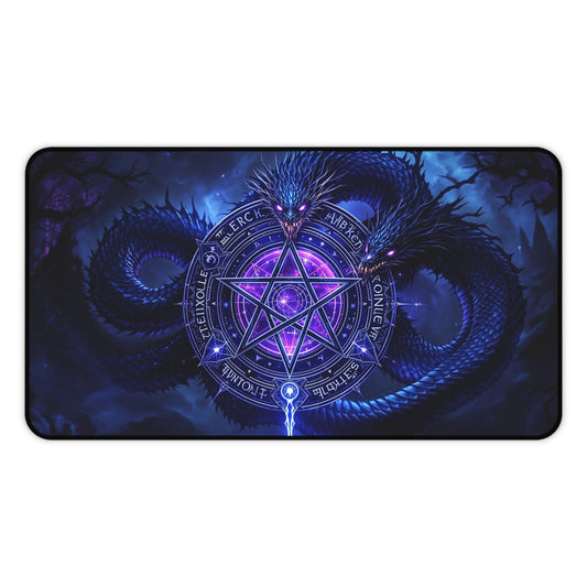 Mystical Dragon Desk Mat with Pentagram Design - Perfect for Gamers and Fantasy Lovers