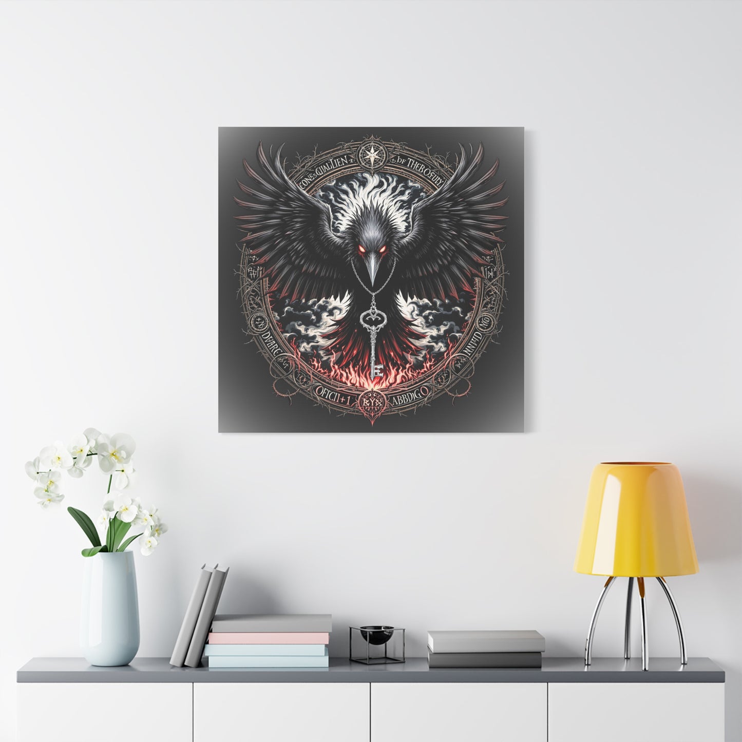 Raven Key Canvas Art - Dark Fantasy Wall Decor