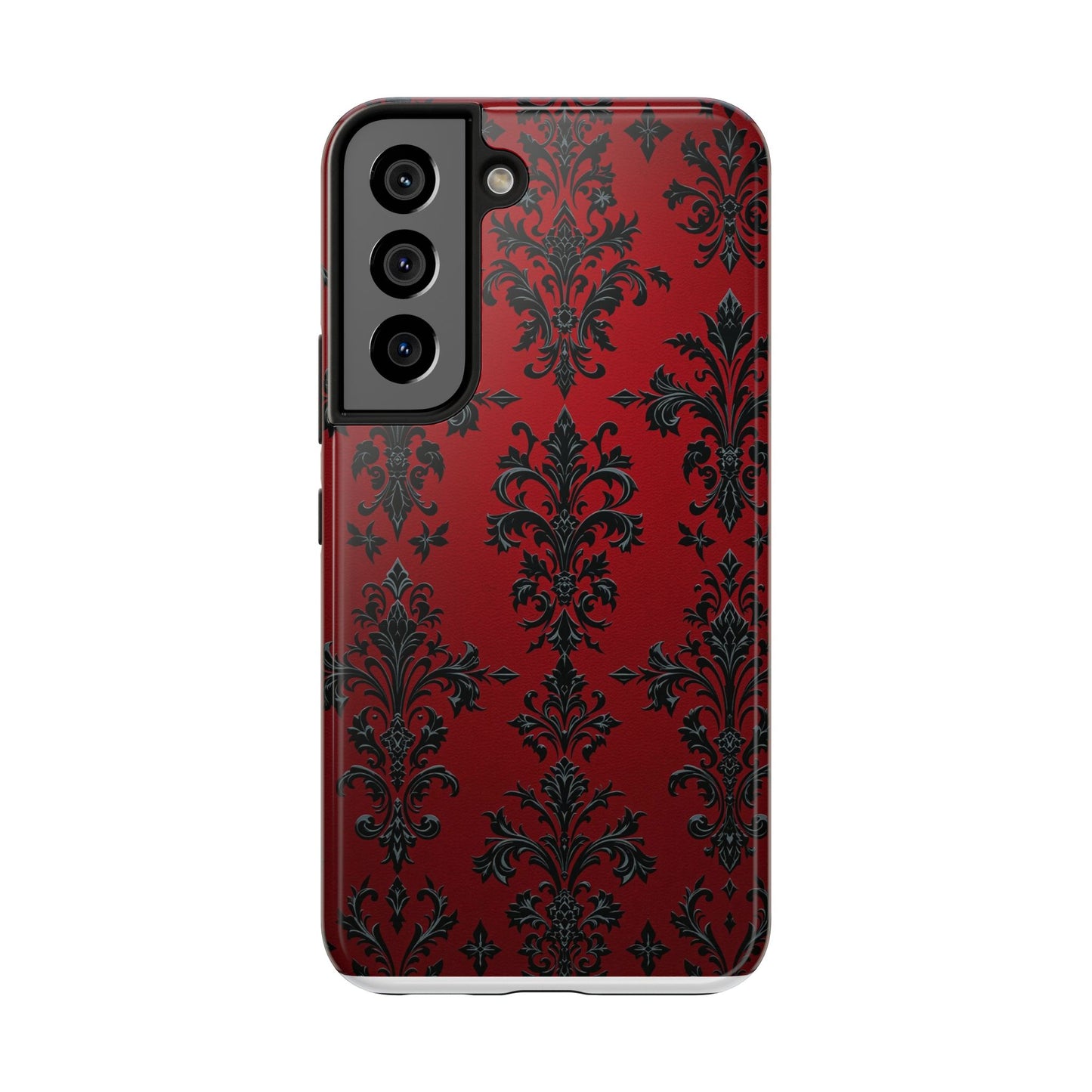 Elegant Red Floral Tough Phone Case - Stylish Protection for Your Device