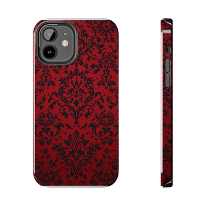 Elegant Red Floral Tough Phone Case - Durable, Stylish Protection for Your Device