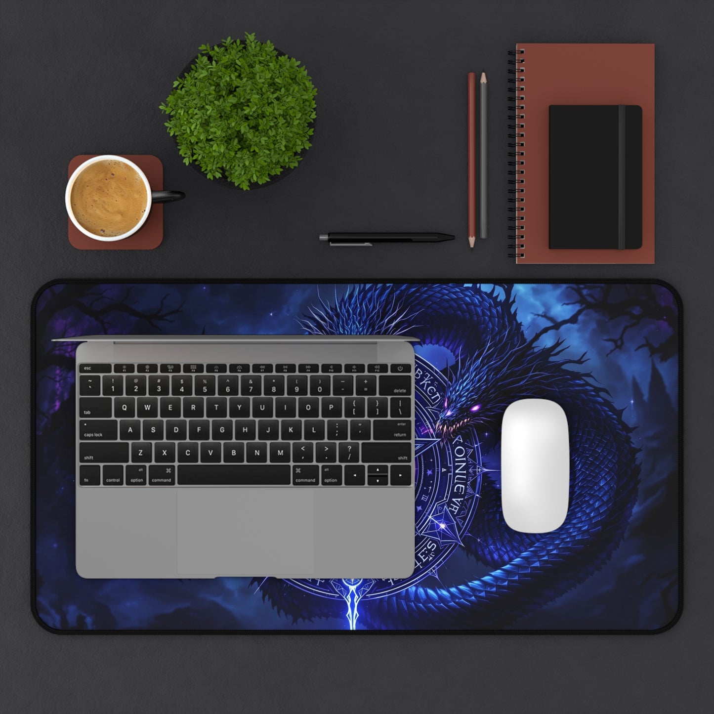 Mystical Dragon Desk Mat with Pentagram Design - Perfect for Gamers and Fantasy Lovers