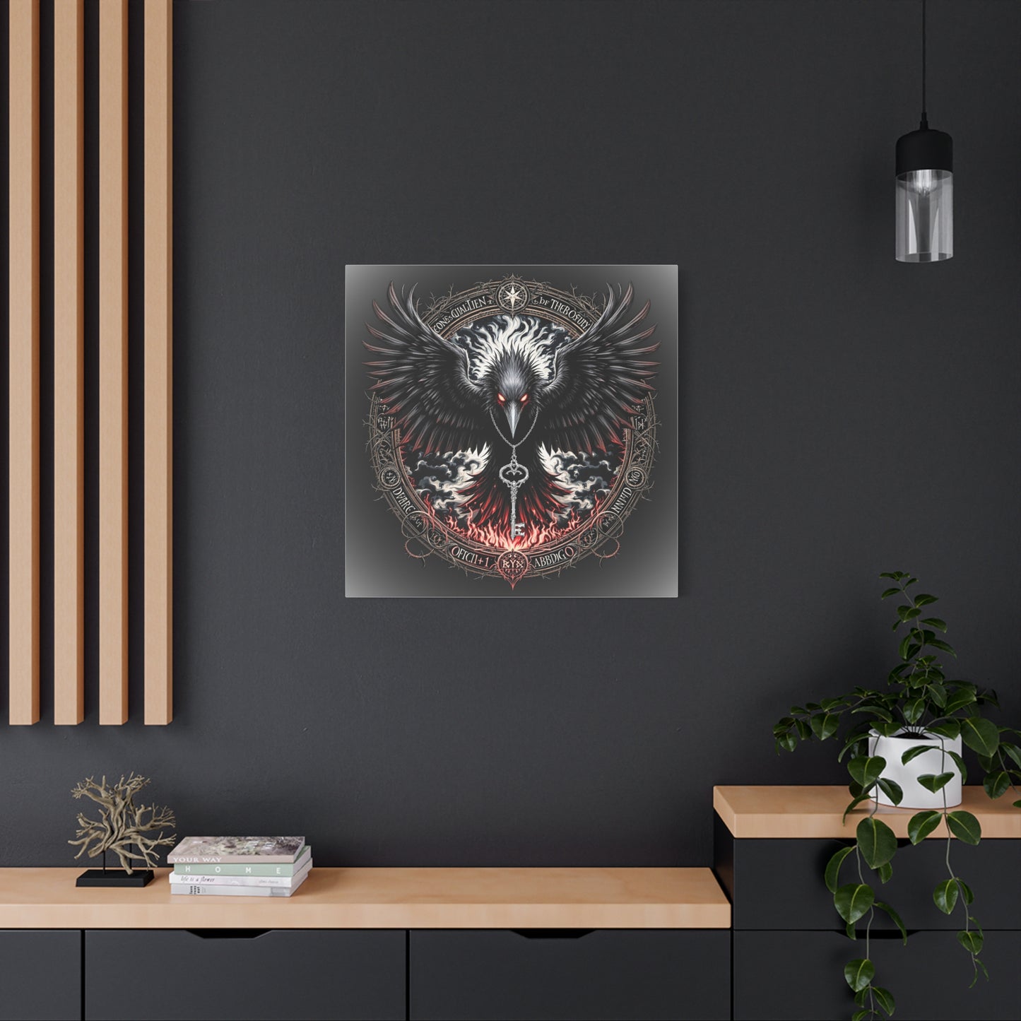 Raven Key Canvas Art - Dark Fantasy Wall Decor