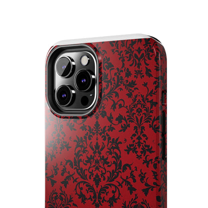 Elegant Red Floral Tough Phone Case - Durable, Stylish Protection for Your Device