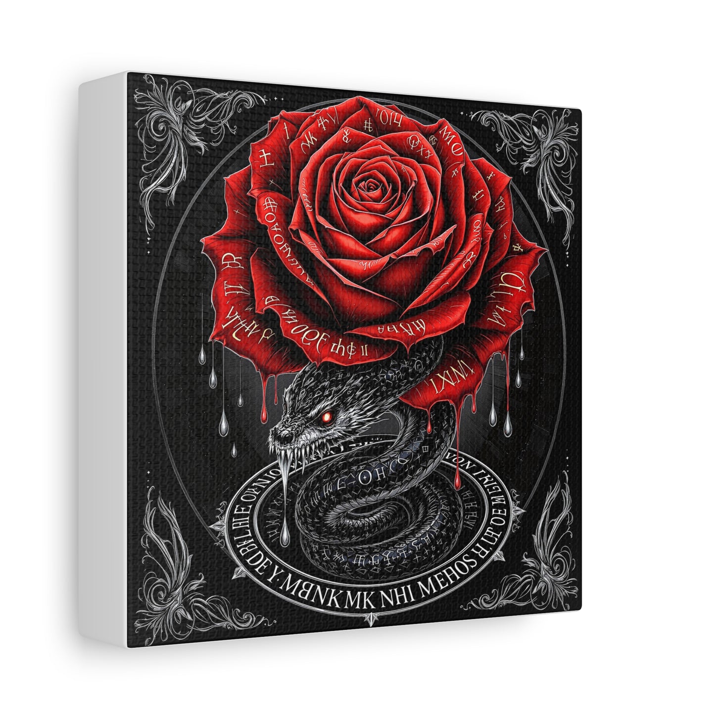 Gothic Rose Snake Canvas Art – Dark Fantasy Wall Decor