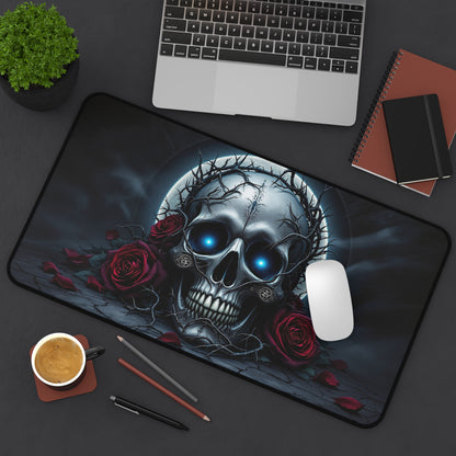 Gothic Skull and Roses Desk Mat - Dark Aesthetic Office Accessory