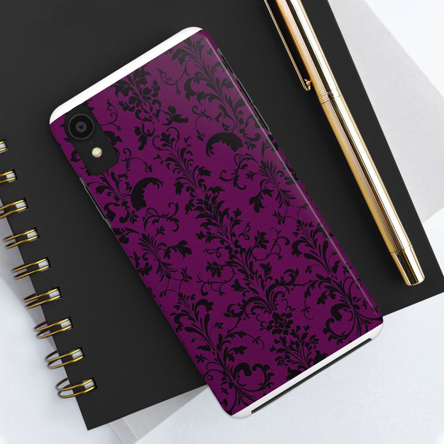 Elegant Damask Tough Phone Cases for Protection and Style