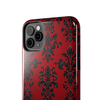 Elegant Red Floral Tough Phone Case - Stylish Protection for Your Device