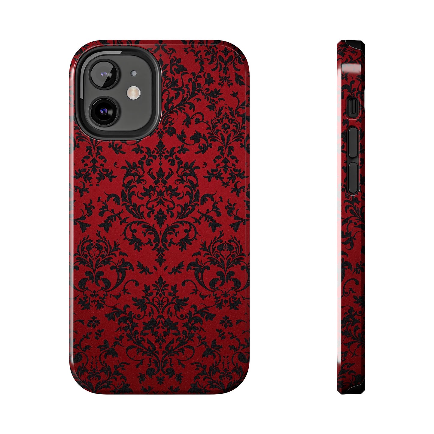 Elegant Red Floral Tough Phone Case - Durable, Stylish Protection for Your Device