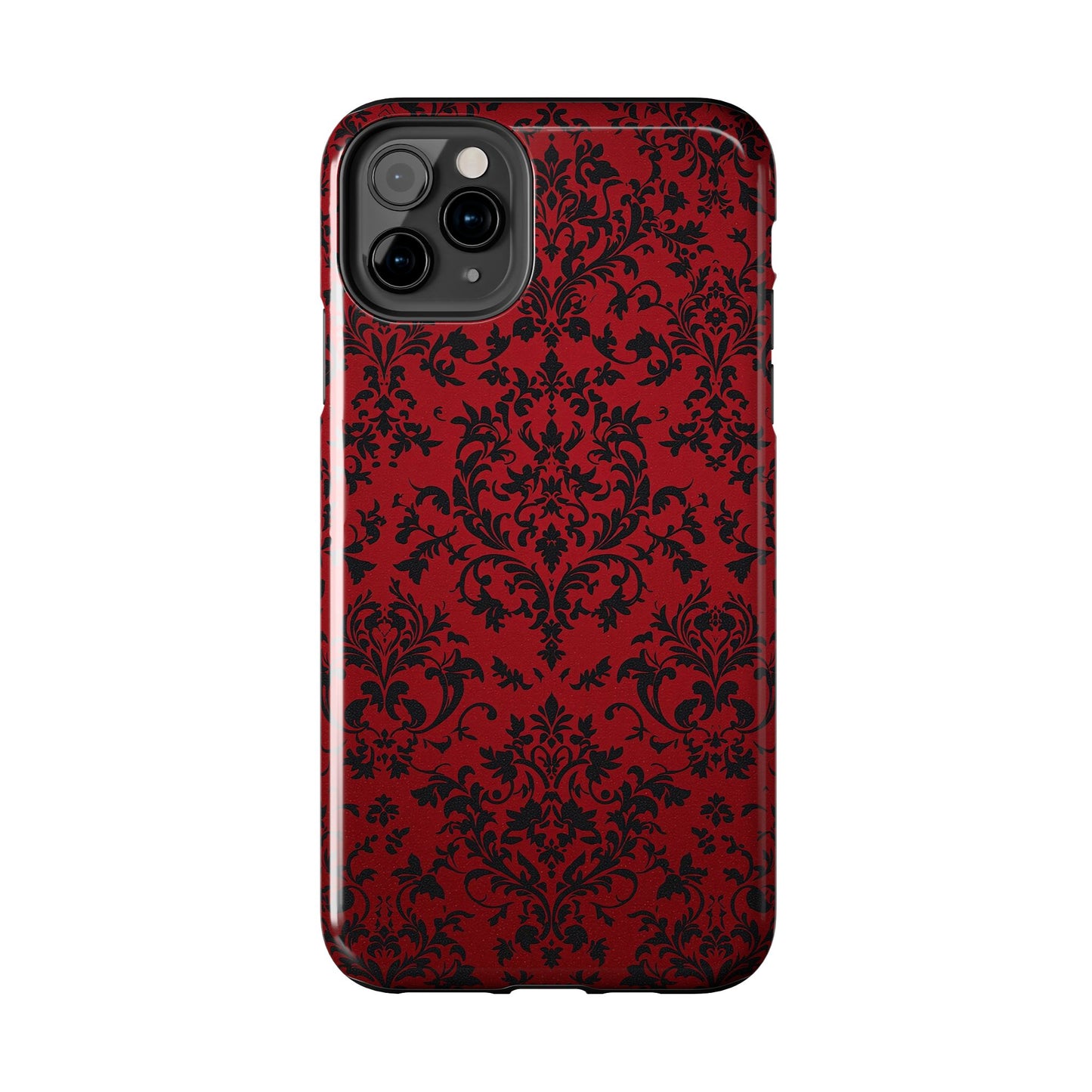 Elegant Red Floral Tough Phone Case - Durable, Stylish Protection for Your Device