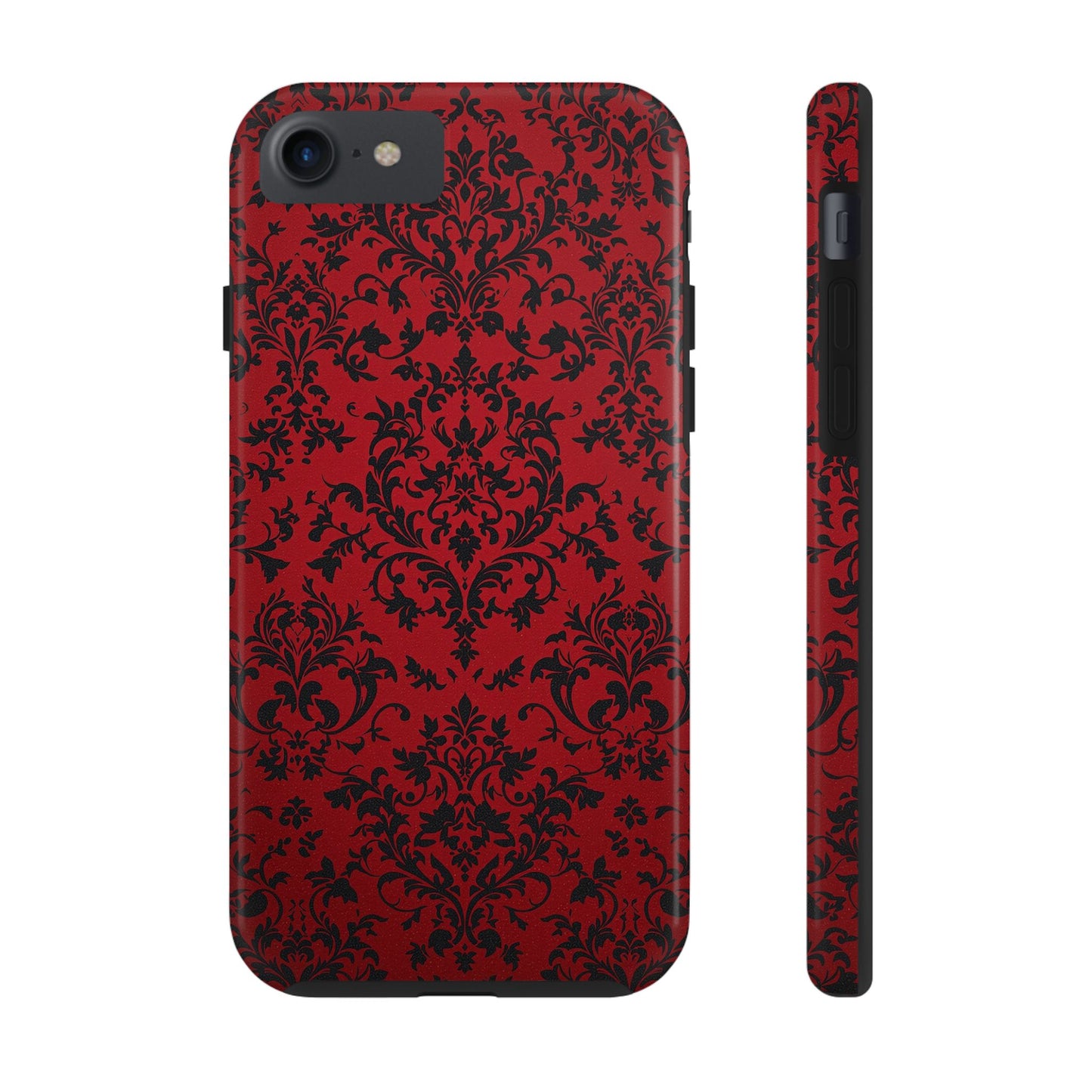 Elegant Red Floral Tough Phone Case - Durable, Stylish Protection for Your Device