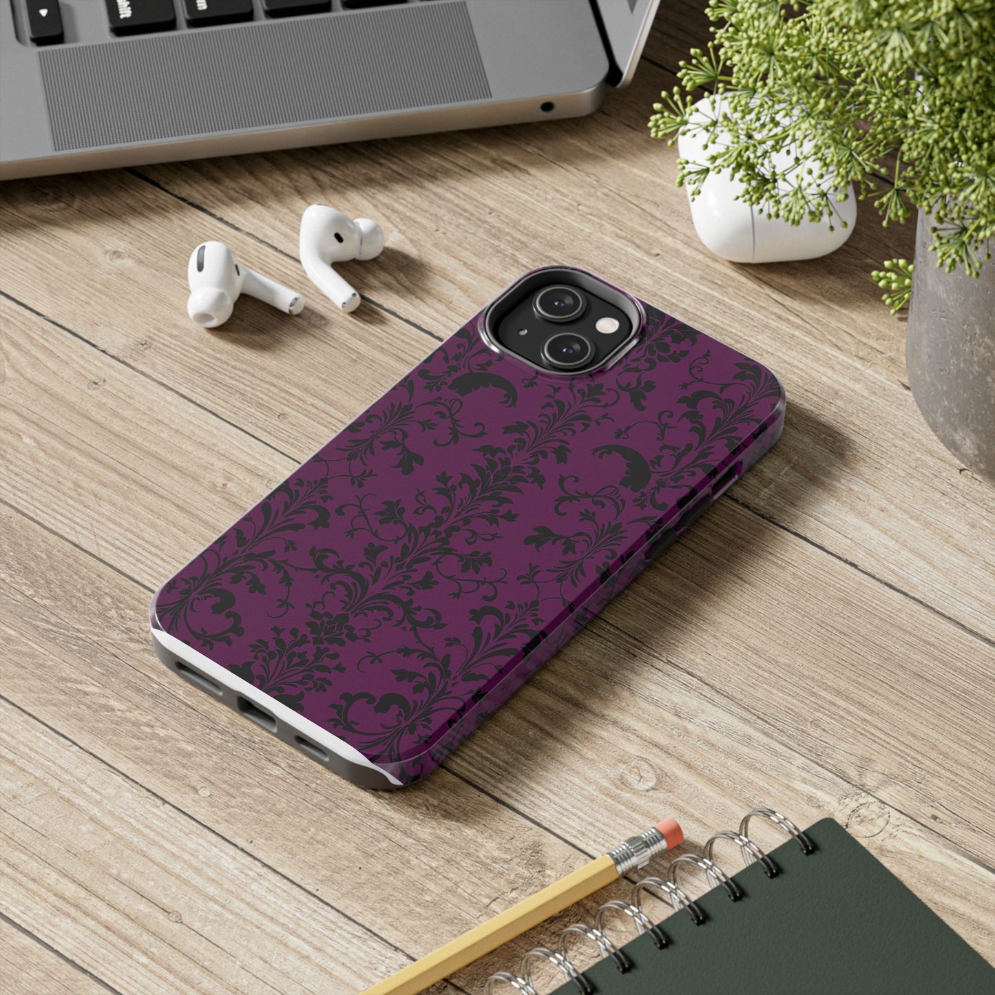 Elegant Damask Tough Phone Cases for Protection and Style