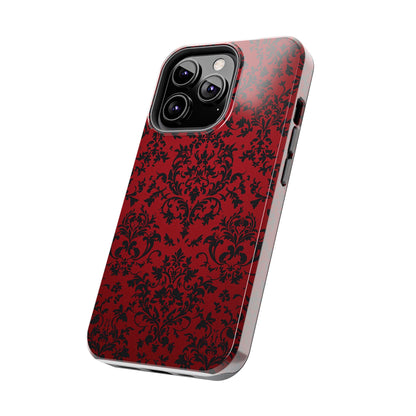 Elegant Red Floral Tough Phone Case - Durable, Stylish Protection for Your Device