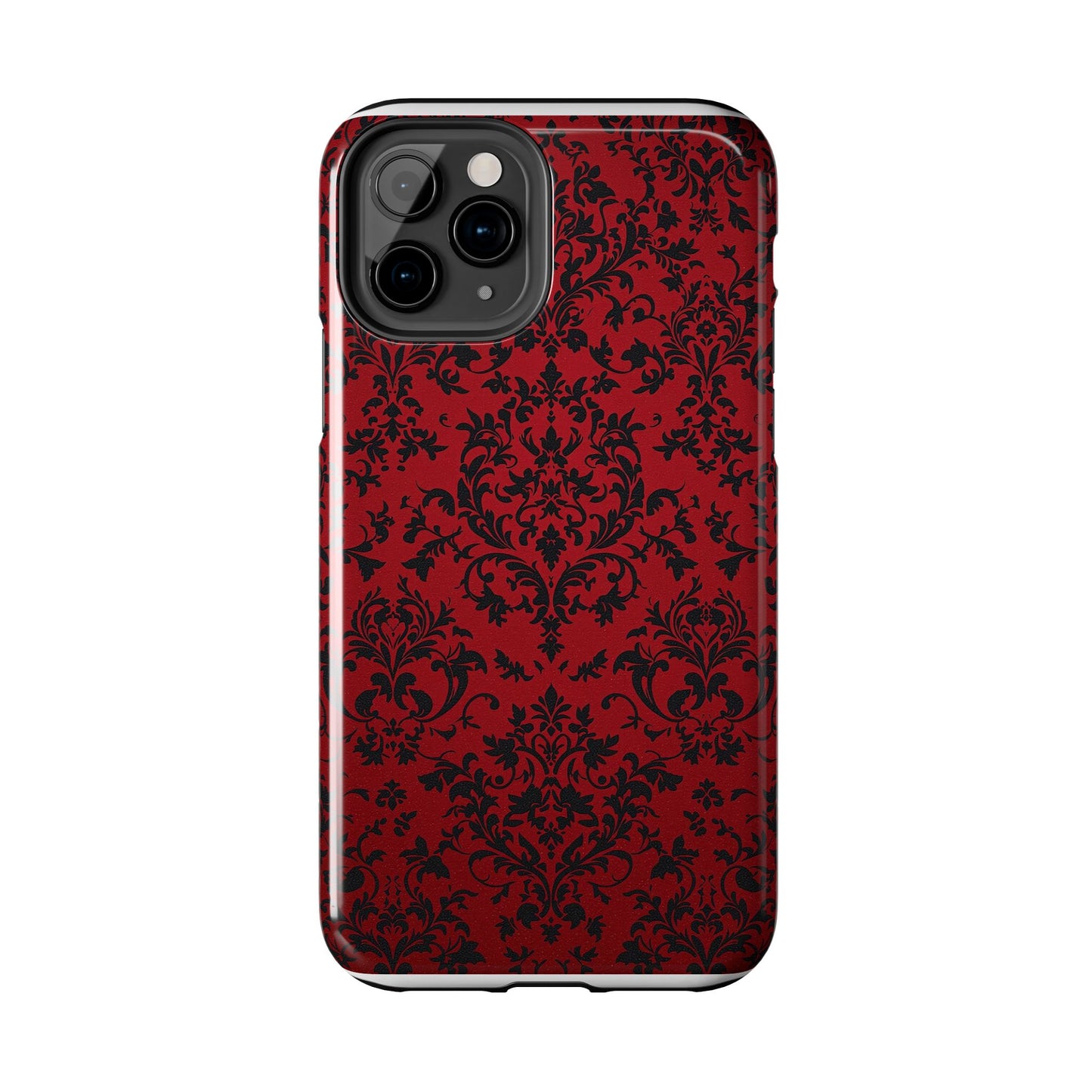 Elegant Red Floral Tough Phone Case - Durable, Stylish Protection for Your Device