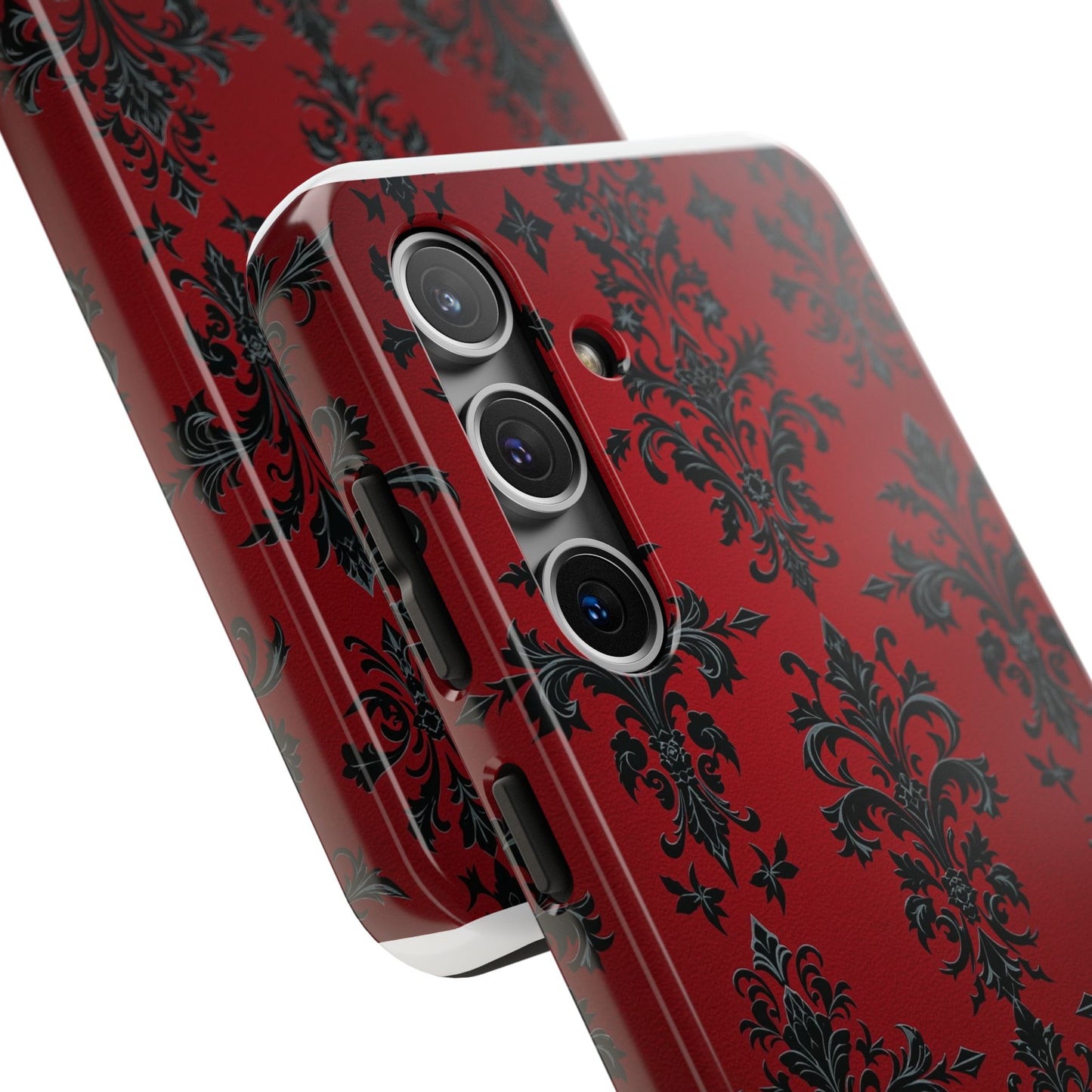 Elegant Red Floral Tough Phone Case - Stylish Protection for Your Device