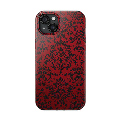 Elegant Red Floral Tough Phone Case - Durable, Stylish Protection for Your Device