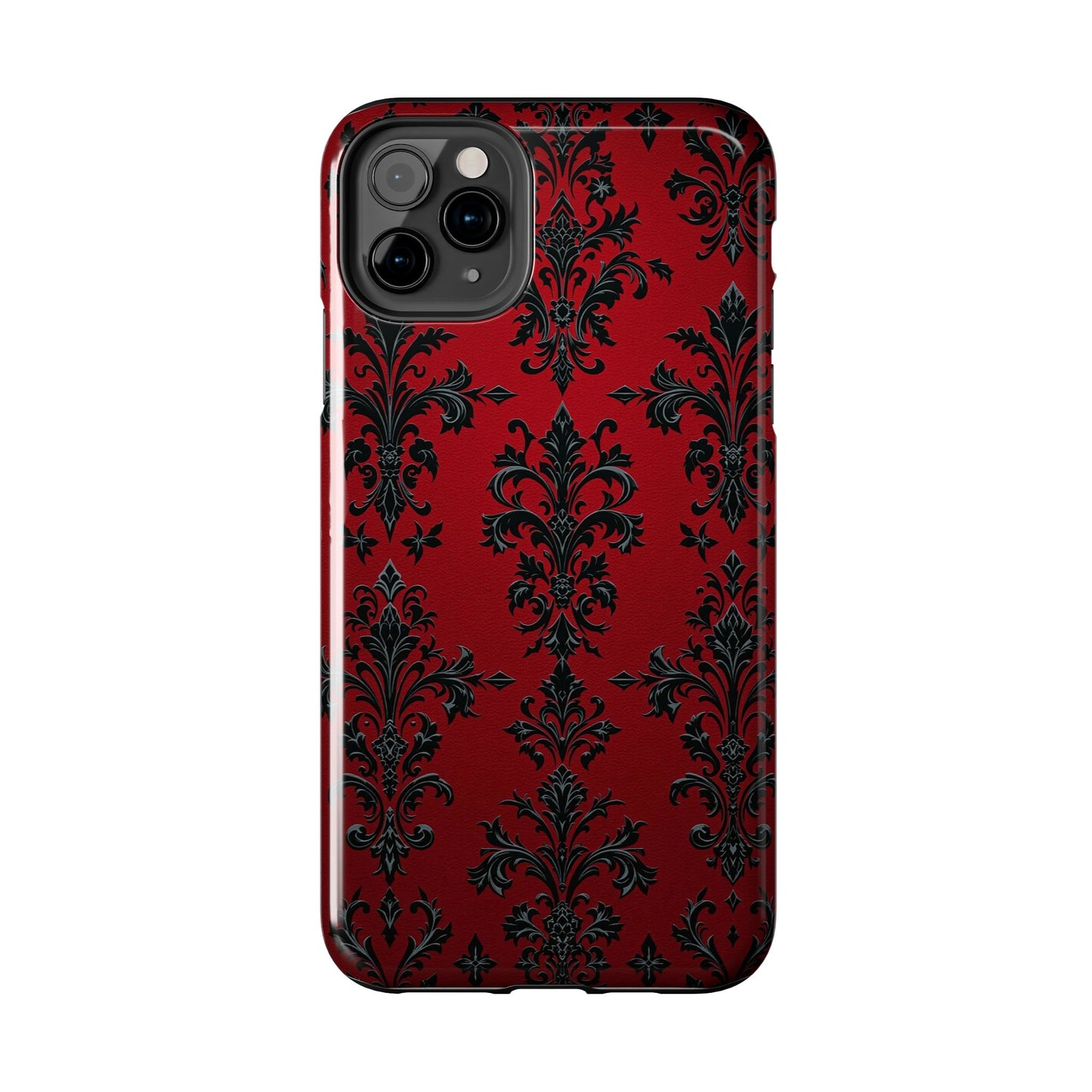 Elegant Red Floral Tough Phone Case - Stylish Protection for Your Device