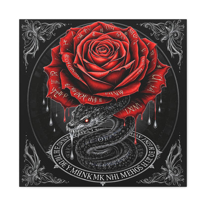 Gothic Rose Snake Canvas Art – Dark Fantasy Wall Decor