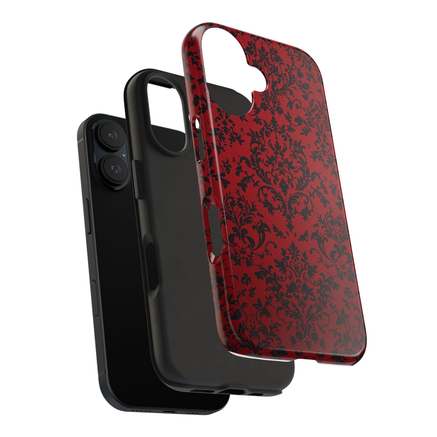 Elegant Red Floral Tough Phone Case - Durable, Stylish Protection for Your Device