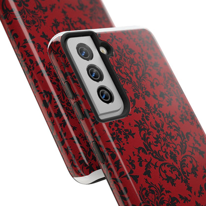 Elegant Red Floral Tough Phone Case - Durable, Stylish Protection for Your Device