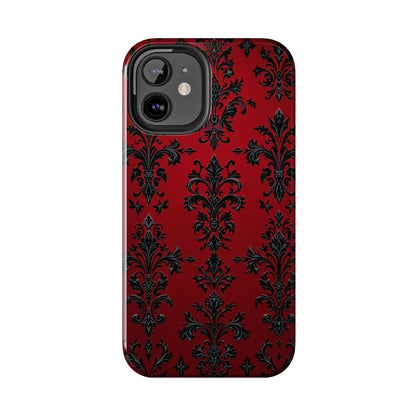 Elegant Red Floral Tough Phone Case - Stylish Protection for Your Device