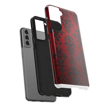 Elegant Red Floral Tough Phone Case - Stylish Protection for Your Device