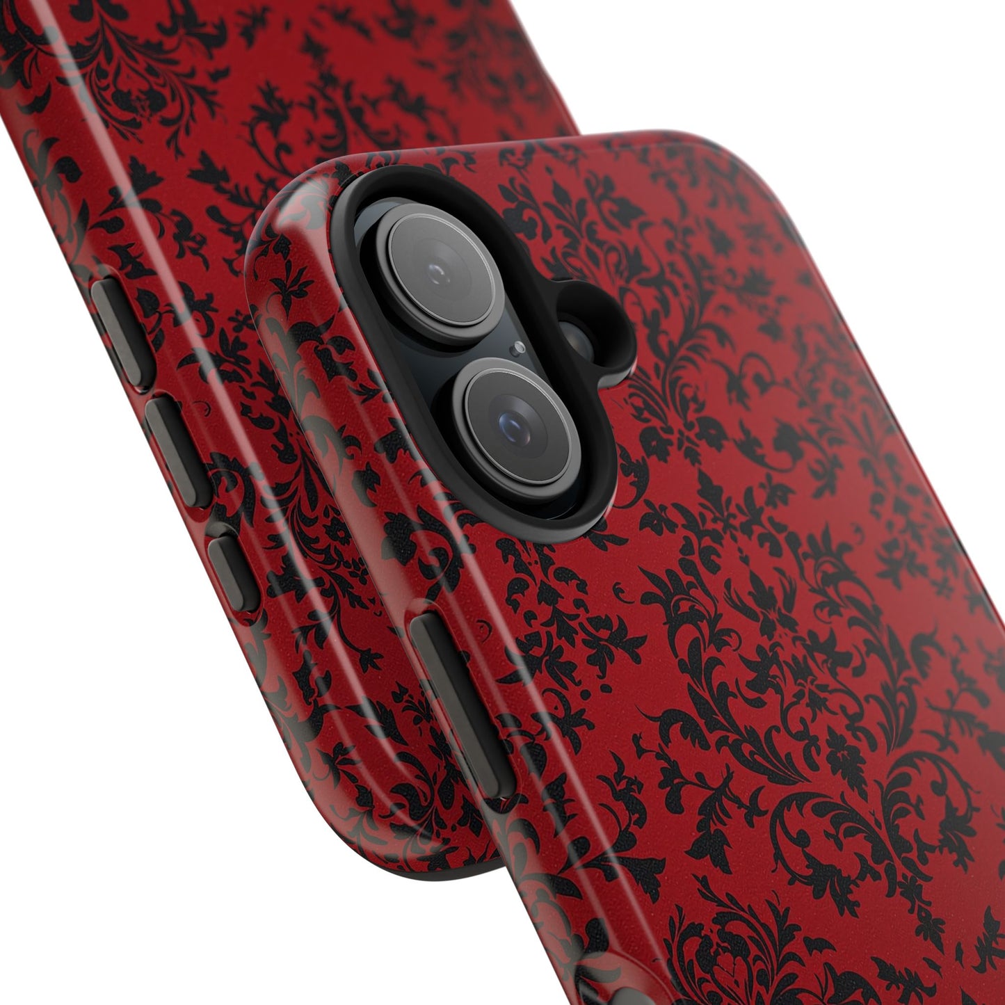 Elegant Red Floral Tough Phone Case - Durable, Stylish Protection for Your Device