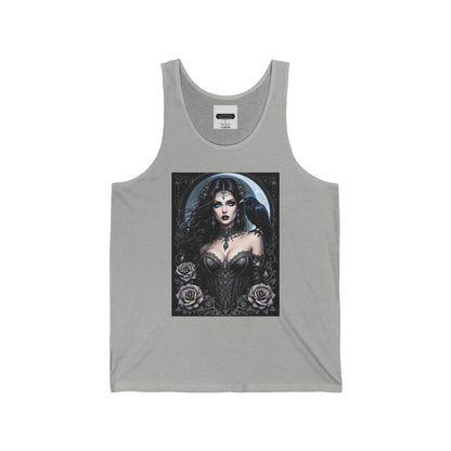 Gothic Fairy Unisex Jersey Tank – Stylish Black Rose Design